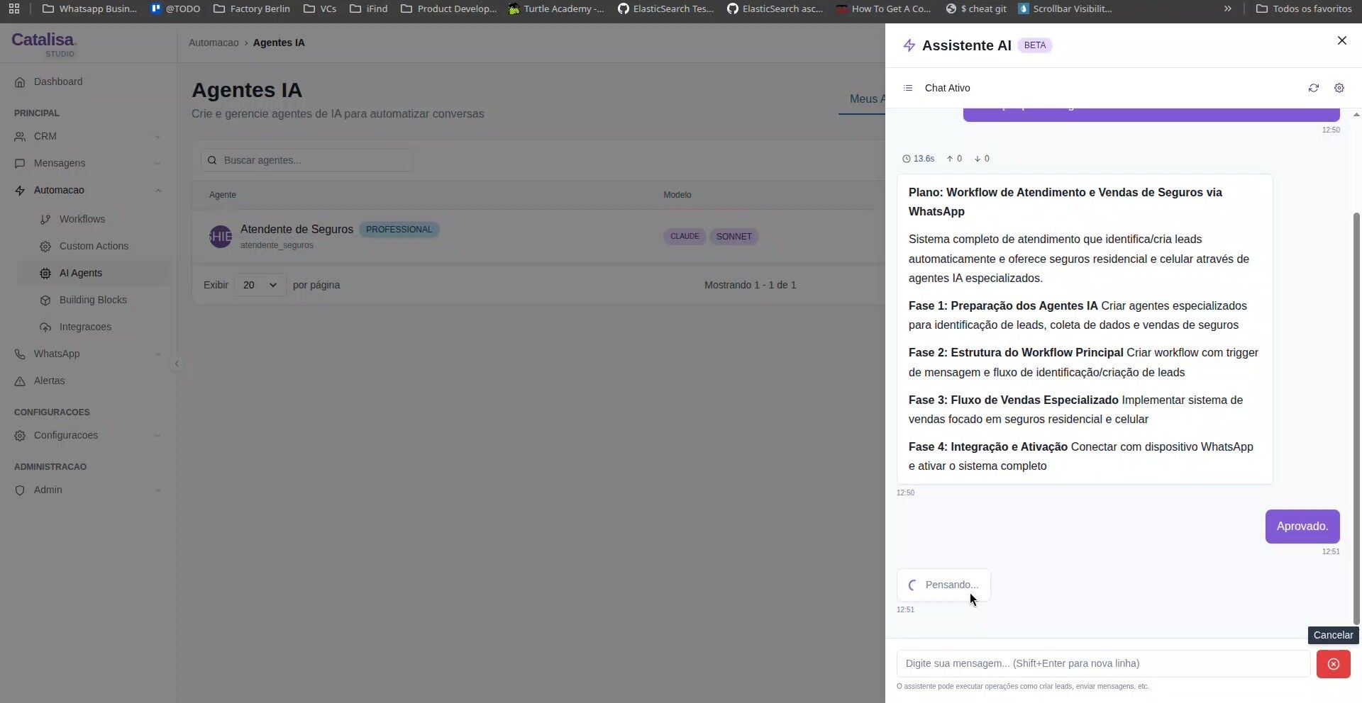 "Quero atendimento de seguros via WhatsApp"